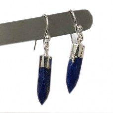 Lapis lazuli spike silver electroplated earring